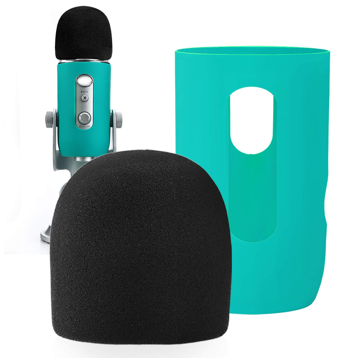 YOUSHARES Microphone Windscreen Foam– Mic Cover Pop Filter Windshield &Protector for Blue Yeti, Yeti Pro Condenser Microphones (Green)