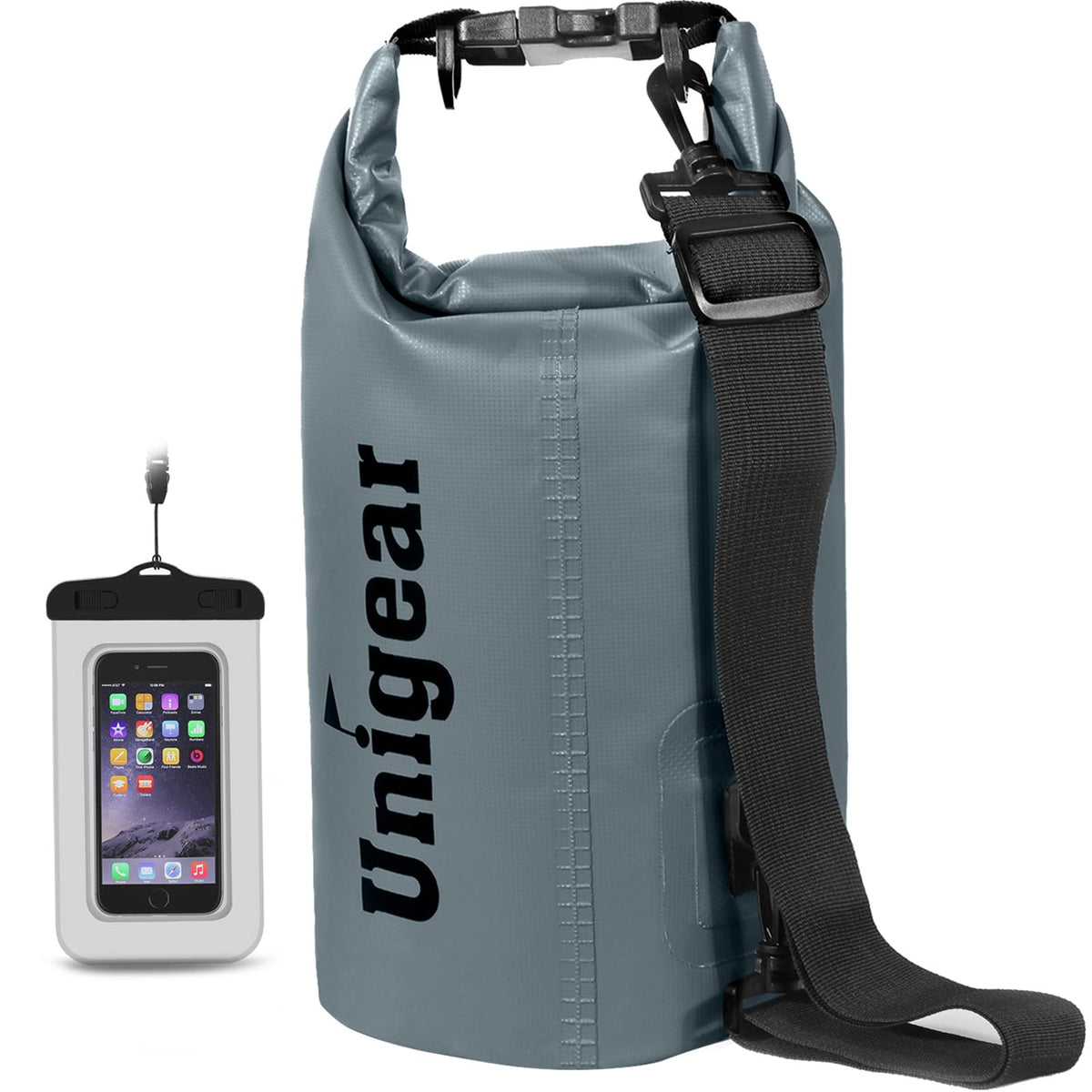 Unigear Dry Bag 2L/5L/10L/20L/30L/40L Waterproof Dry Sack Roll Top with Phone Case and Long Adjustable Shoulder Strap for Boating/Kayaking/Fishing/Rafting/Swimming/Camping/Snowboarding