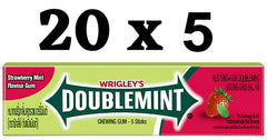 WRIGLEY'S DOUBLEMINT Strawberry Chewing Gum Bulk Pack - 20 x 5 Stick - 13.5g (Strawberry Chewing Gum)