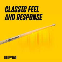 ProMark Drum Sticks - Classic Forward 7A Hickory Drumsticks, Oval Wood Tip, Buy 3 Pairs Get 1 Free