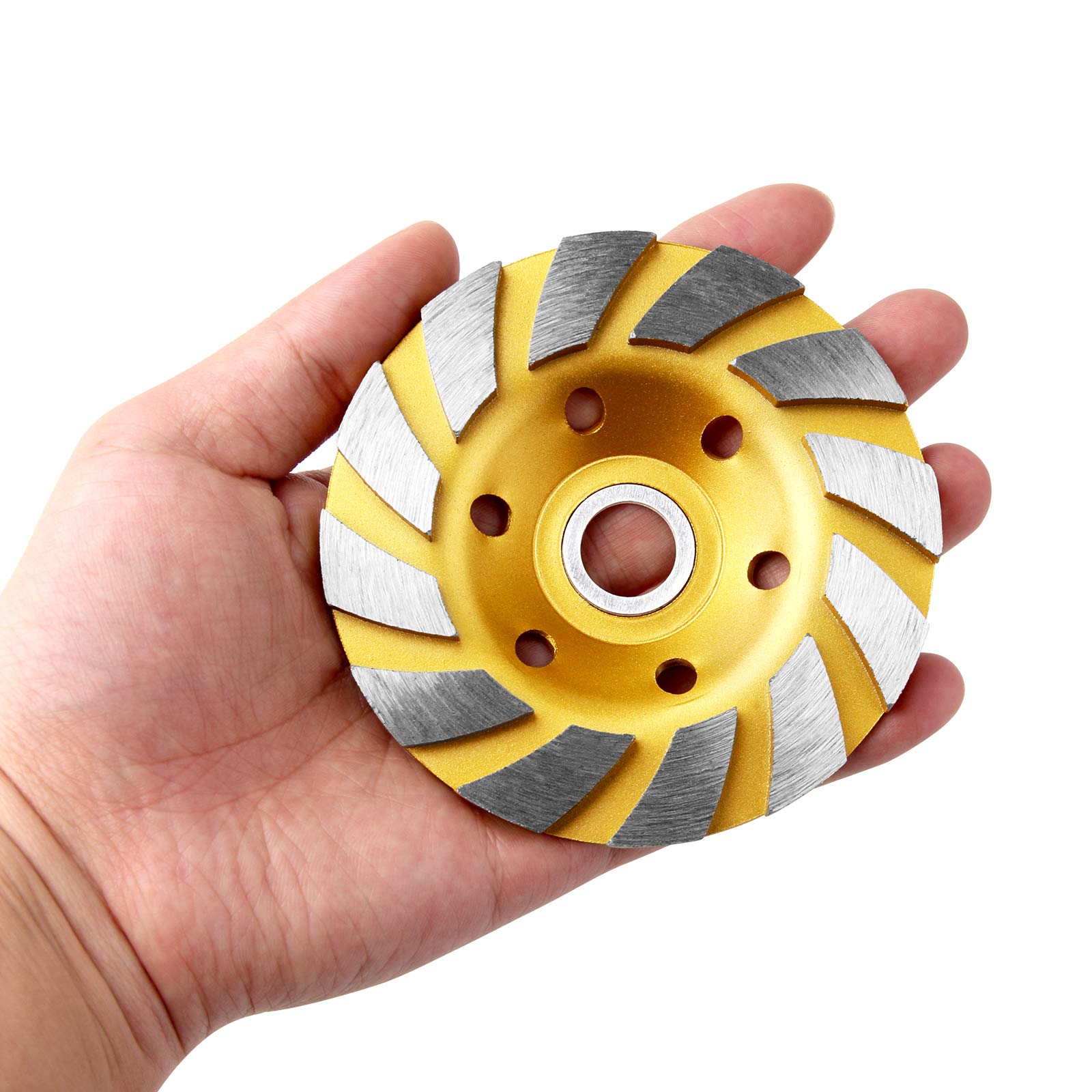 4 Inch Concrete Stone Ceramic Turbo Diamond Grinding Cup Wheel,12 Segs Heavy Duty Angle Grinder Wheels for Angle Grinder (Yellow)