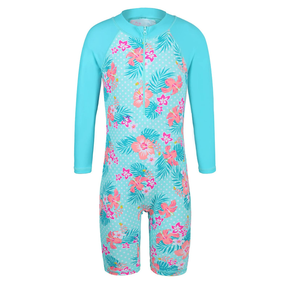 HUAANIUE Girls UPF 50and UV One Piece Swimwear Kids Bodysuit Beachwear with Ziper Surfing Pink Swimming Children Bathing Costume 4-11 Years