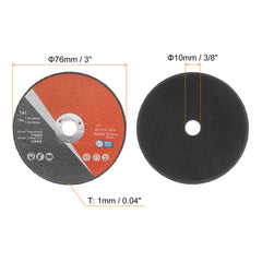 sourcing map 12pcs Cut Off 10mm x 76mm x 1mm Thin Metal Stainless Steel Fast Clean Cutting Disc Cutting Wheels Metal Grinding Wheels for Angle Grinder, Black