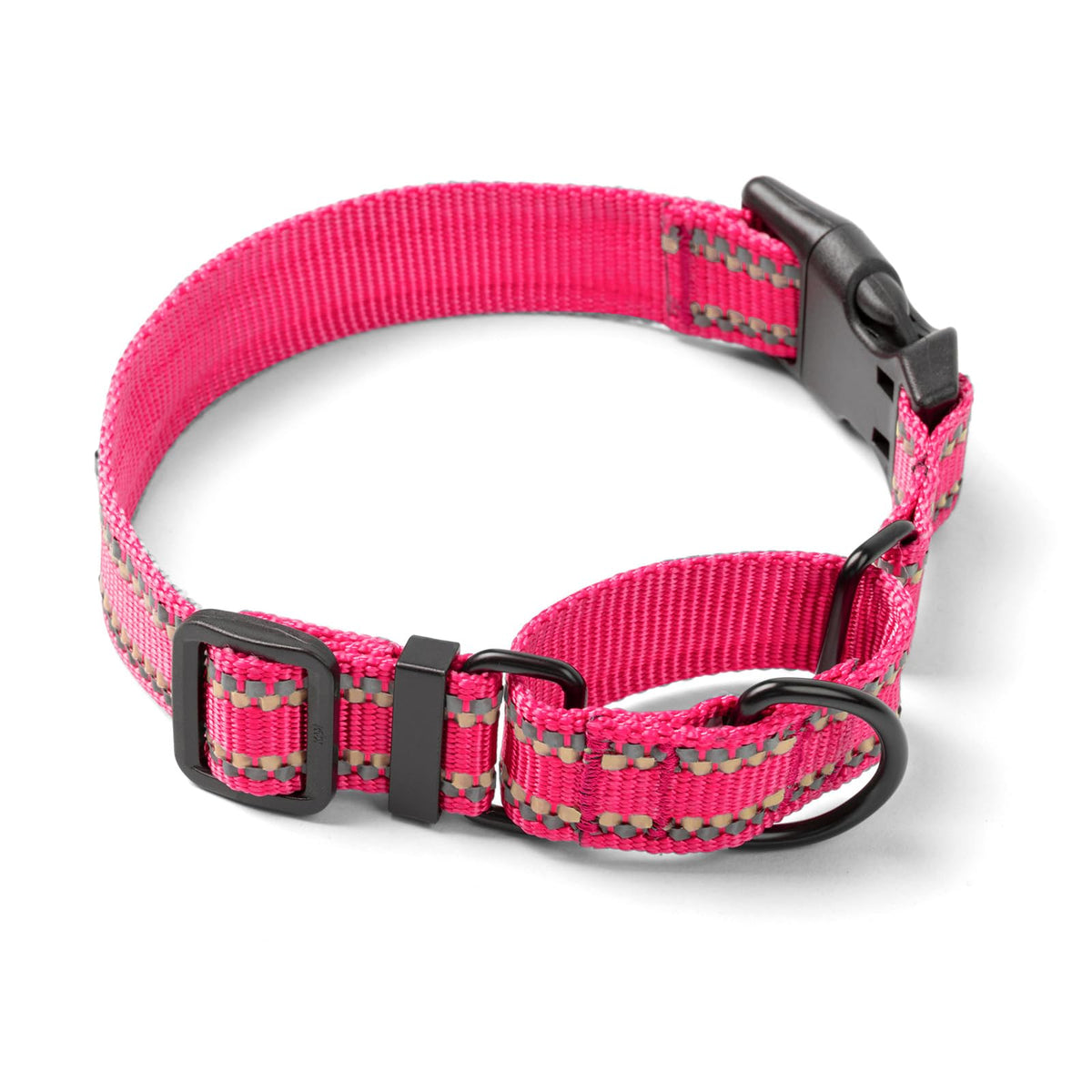 Hoowoo Dog Collar Small Dog Pink, Martingale Dog Collar Escape Proof, Reflective Half Check Collar Anti-Pull, Training Collar with Safety Quick Release Buckle, Nylon Puppy Collar for Small dogs