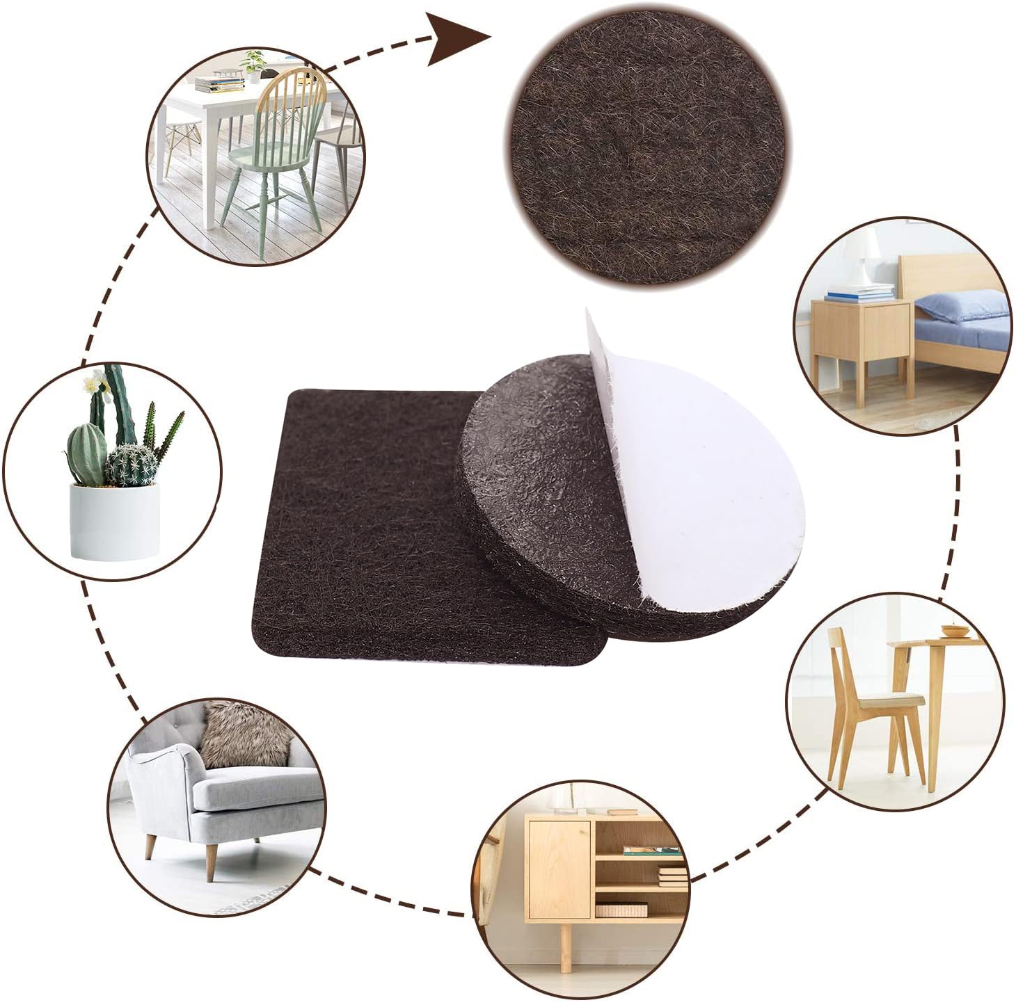 Yelanon Felt Furniture Pads -182 Pcs Furniture Pads Self Adhesive, Felt Chair Pads, Anti Scratch Floor Protectors for Furniture Feet Chair Legs, Furniture Felt Pads for Hardwoods Floors, Mixed Color