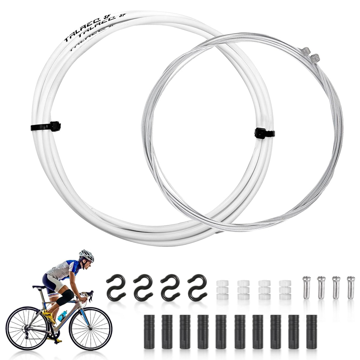 Bike Gear Cable Housing White Road Bike Rear Gear Cabl Mountain Bike Universal Bicycle Shift Cable Set Bicycle Front Cable for Mountain & Road Bike Bicycle Change Cable with Housing