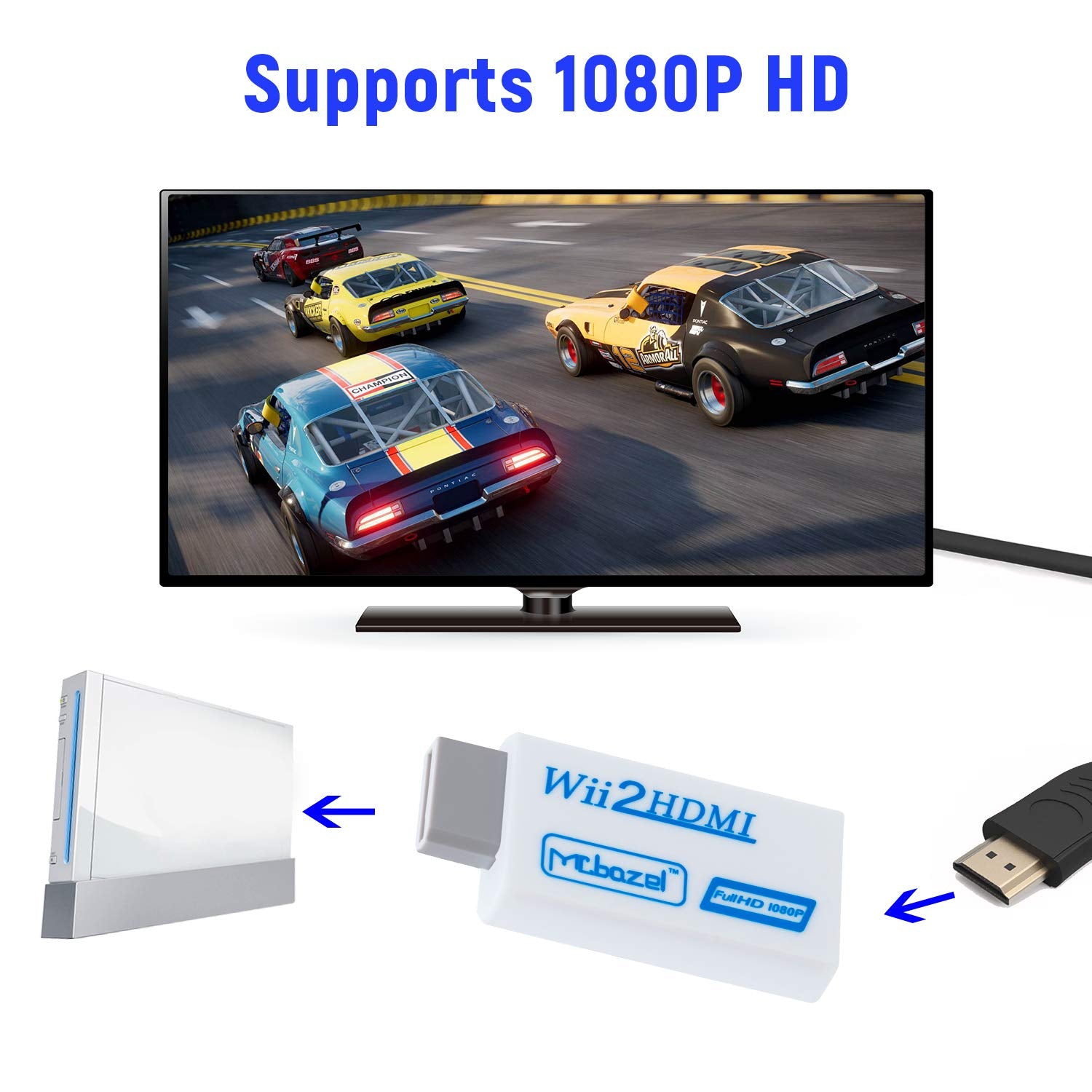 Mcbazel Wii hdmi Adapter, Wii to HDMI Converter,Full HD 1080P Video Adapter Converter With 3.5mm audio