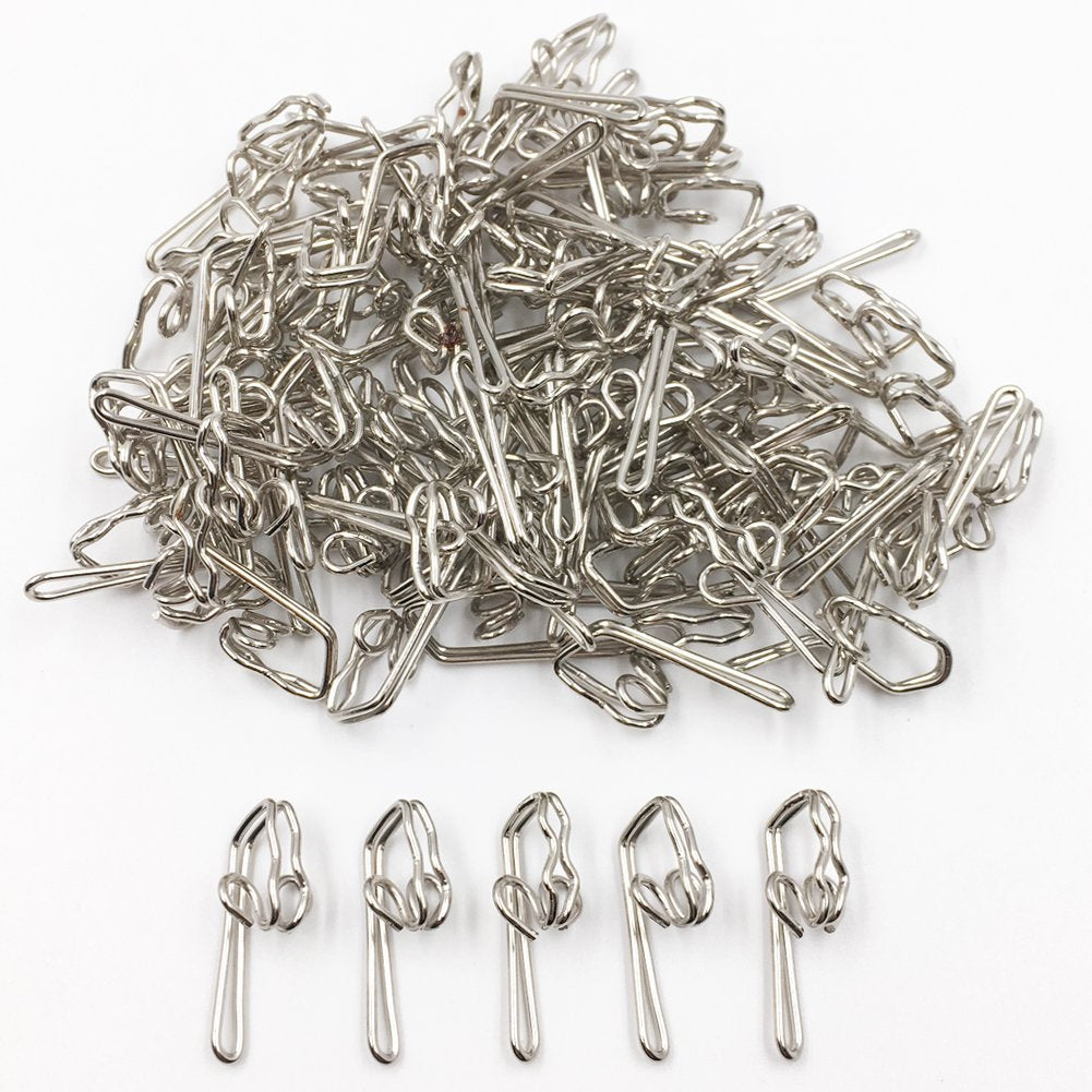 Ucatcher 100 Pack Metal Curtain Header Tape Drapery Hooks, Silver