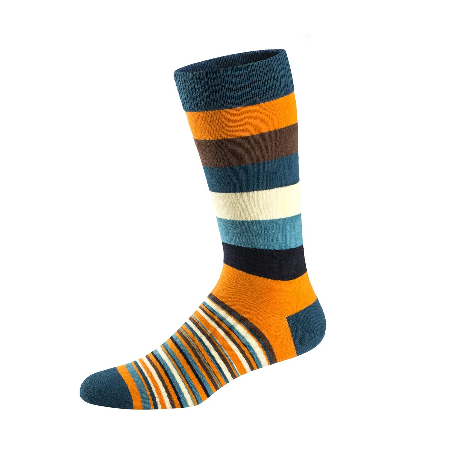 Men's Fun Dress Socks Colorful Funky Patterned Cotton Crew Socks, Color 11 (5 Pairs), Shoe Size:5.5-9