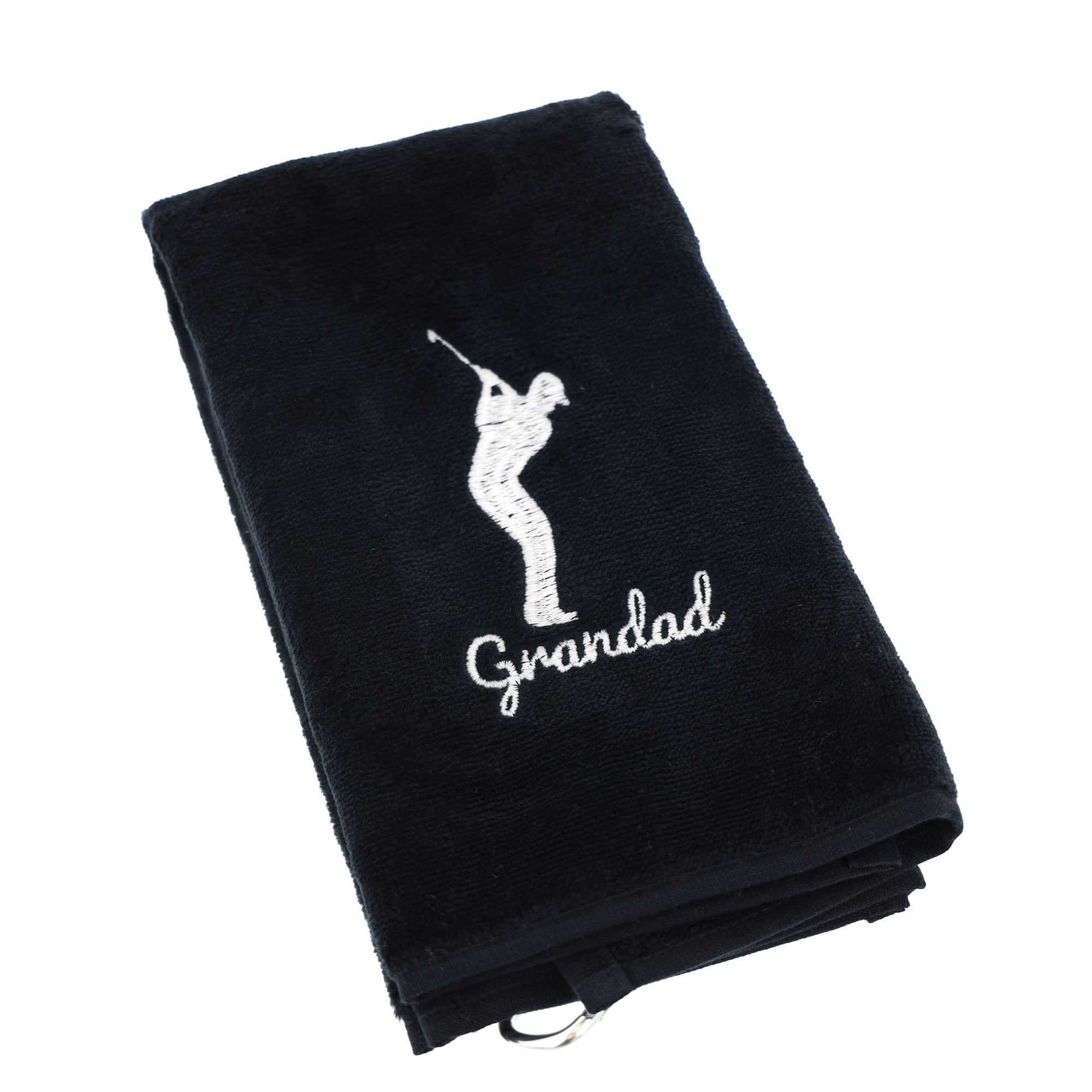 Always Looking Good Golf Towel for Grandad Black Luxury Velour 50cm x 40cm Custom Embroidered Golf Towel with Carabiner Clip Gift- Golf Gifts for Grandad