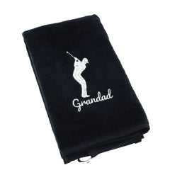 Always Looking Good Golf Towel for Grandad Black Luxury Velour 50cm x 40cm Custom Embroidered Golf Towel with Carabiner Clip Gift- Golf Gifts for Grandad