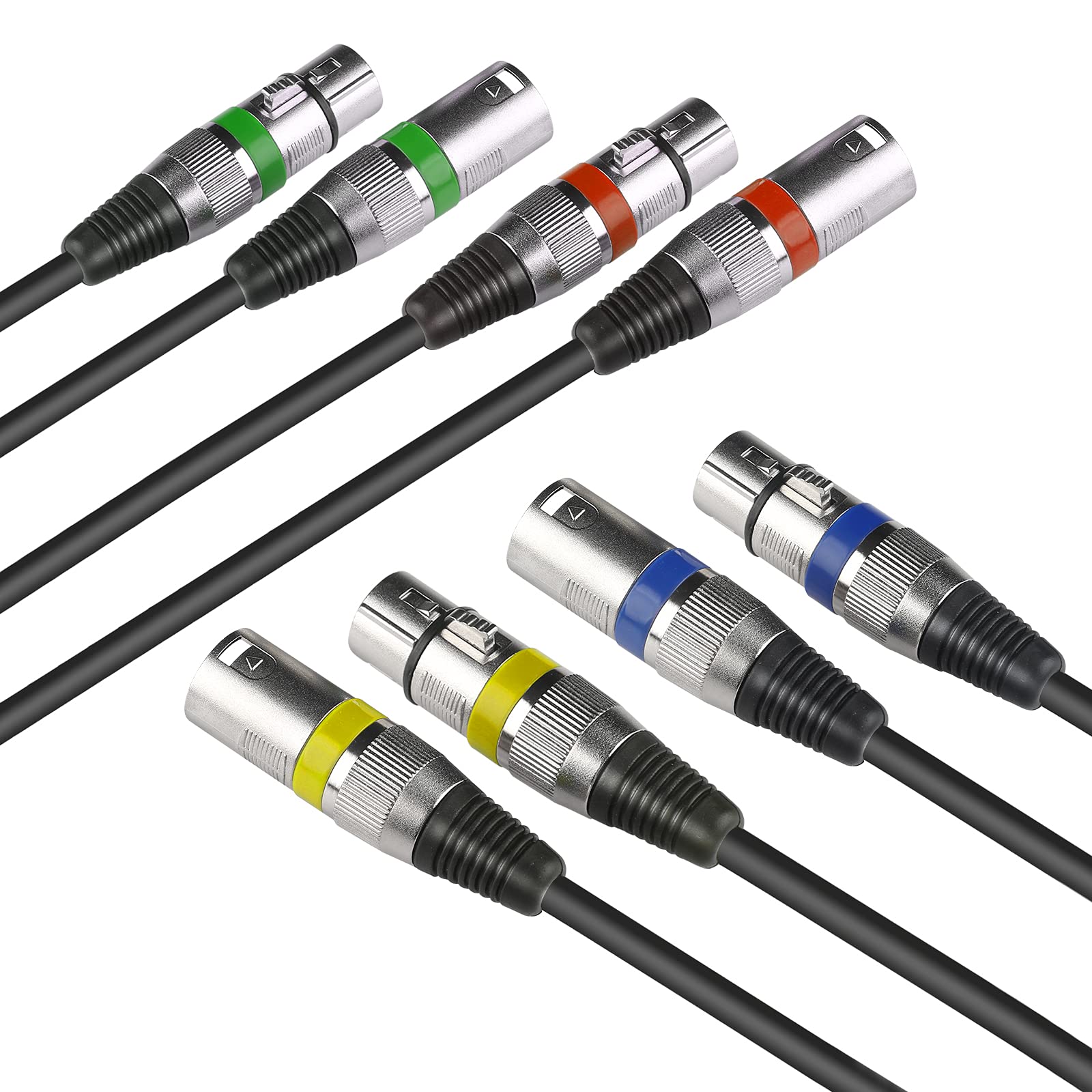 4Pack 3 Pin Dmx Cable Dmx Lighting Cable, Dmx Cables 3m 10ft Female to Male XLR Cable, Mic Leads XLR Cables XLR Wire for Stage Lights or DJ Mixer System Dmx Wire Signal Connection