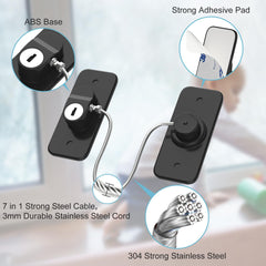 Window Safety Lock Black AOSITE 2 Packs Versatile Window Restrictor Self Adhesive for UPVC No Drilling Window Locks, Refrigerator Lock with Key Child Pet Child Safety Cable Lock for Childproof