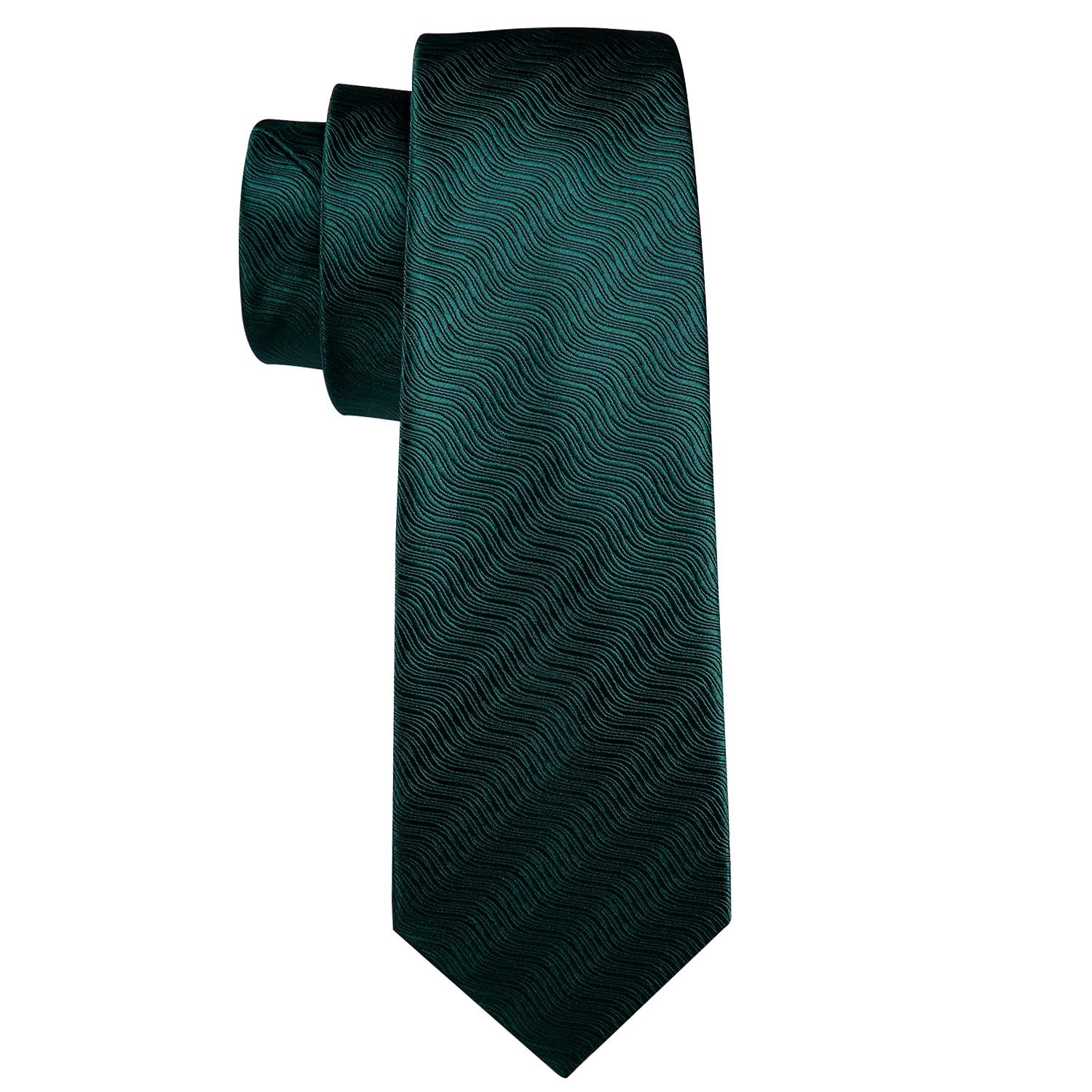 Barry.Wang Solid Green Mens Ties Designer Necktie Pocket Square Cufflinks Silk Set