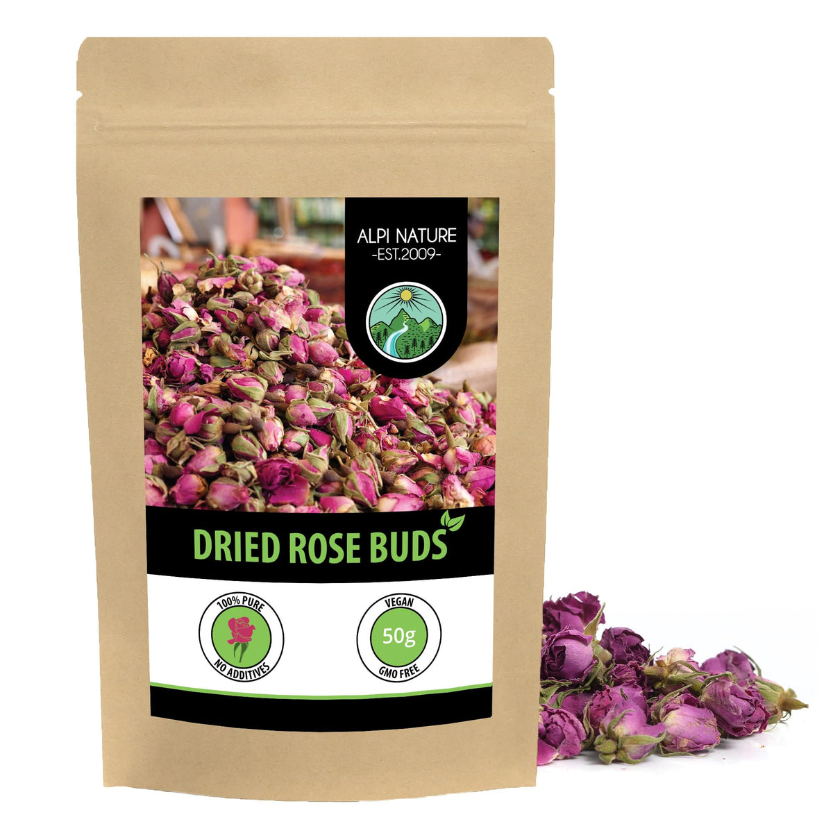 Rose Buds Dried, Rosebuds Infusion (50g, 1.8 oz), Rosebuds Tea, Dried Rose Petals, Rose Tea, 100% Pure and Natural