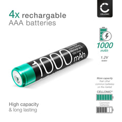 CELLONIC® Battery Replacement for Siemens Gigaset A400 A415 A415A CL660HX A580 A585, C300 C430, C475 C530, S810 Cordless DECT Phone Rechargeable 4x AAA Micro LR03 Battery Pack 4x 1000mAh