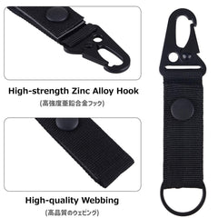 Azarxis Tactical Hanging Belt Webbing Carabiner Buckle Molle Strap Nylon Snap Hook Clip, Keychain Keyholder Ring Tactical Backpack Molle Clip for Climbing Hiking Outdoor (Army Green - Pack of 4)