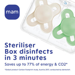 MAM Original Start Soother 0-2 Months (Pack of 2), Baby Soother Made from Sustainable Material, SkinSoft Silicone Teat, with MAM Soother Case, Cream