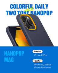 Caseology Nano Pop Mag for iPhone 16 Pro Case [Soft & Dust Free Material] Magnetic Military Grade Drop Protection Side Grip Patterns Case Cover for iPhone 16 Pro - Blueberry Navy