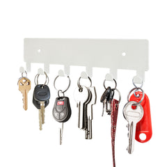 GTK Key Holder for Wall, Key Hooks with 6 Hooks, Wall Mounted Key Holder for Hallway, Self Adhesive Key Rack(White)