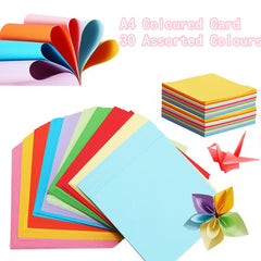 JXFSSY Coloured Card - 30 Assorted Colours, A4 Coloured Card 85 Sheet Pack 230gm, More Fun Crafting and Decorating, Sketch and Cutting Paper, 30 Assorted Colours Coloured Card