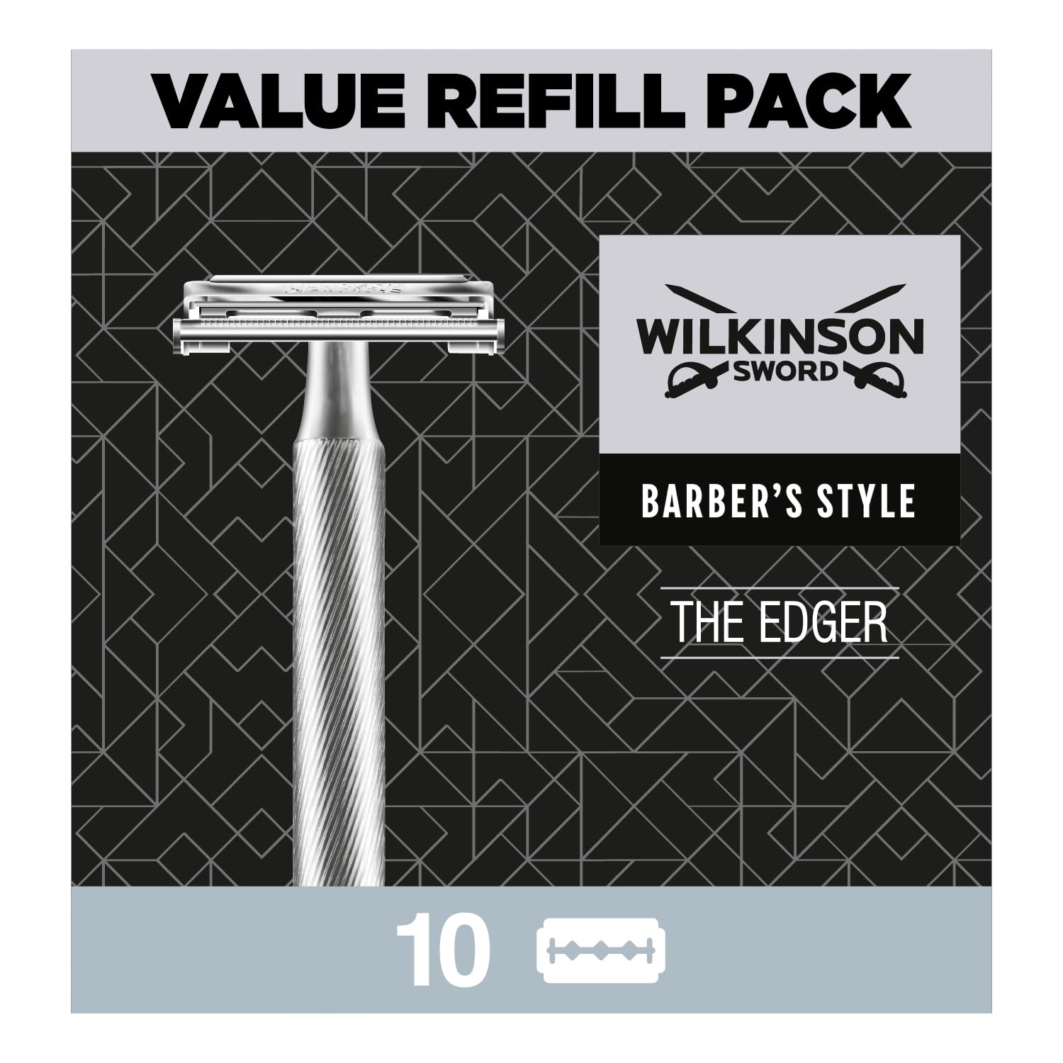 WILKINSON SWORD - Barber's Style For Men   Premium Double Edge Stainless Steel   Pack of 10 Blade Refills