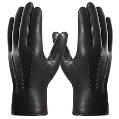 Harssidanzar Mens Goatskin Leather Gloves Fleece Lined,Black, XL