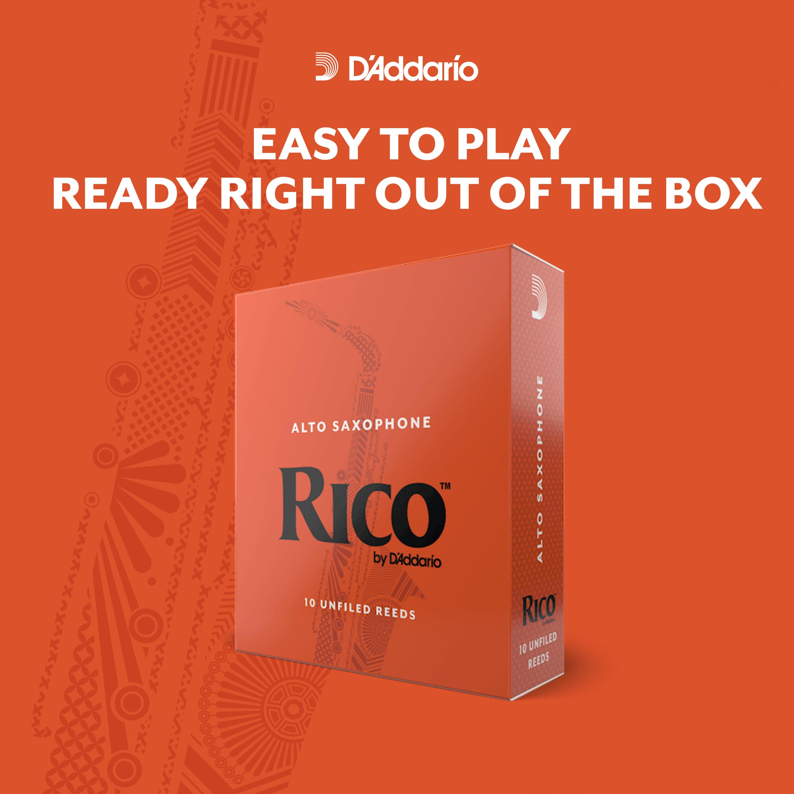 Rico Saxophone Reeds - Reeds for Alto Saxophone - Thinner Vamp Cut for Ease of Play, Traditional Blank for Clear Sound, Unfiled for Powerful Tone - Alto Sax Reeds 3 Strength, 3-Pack