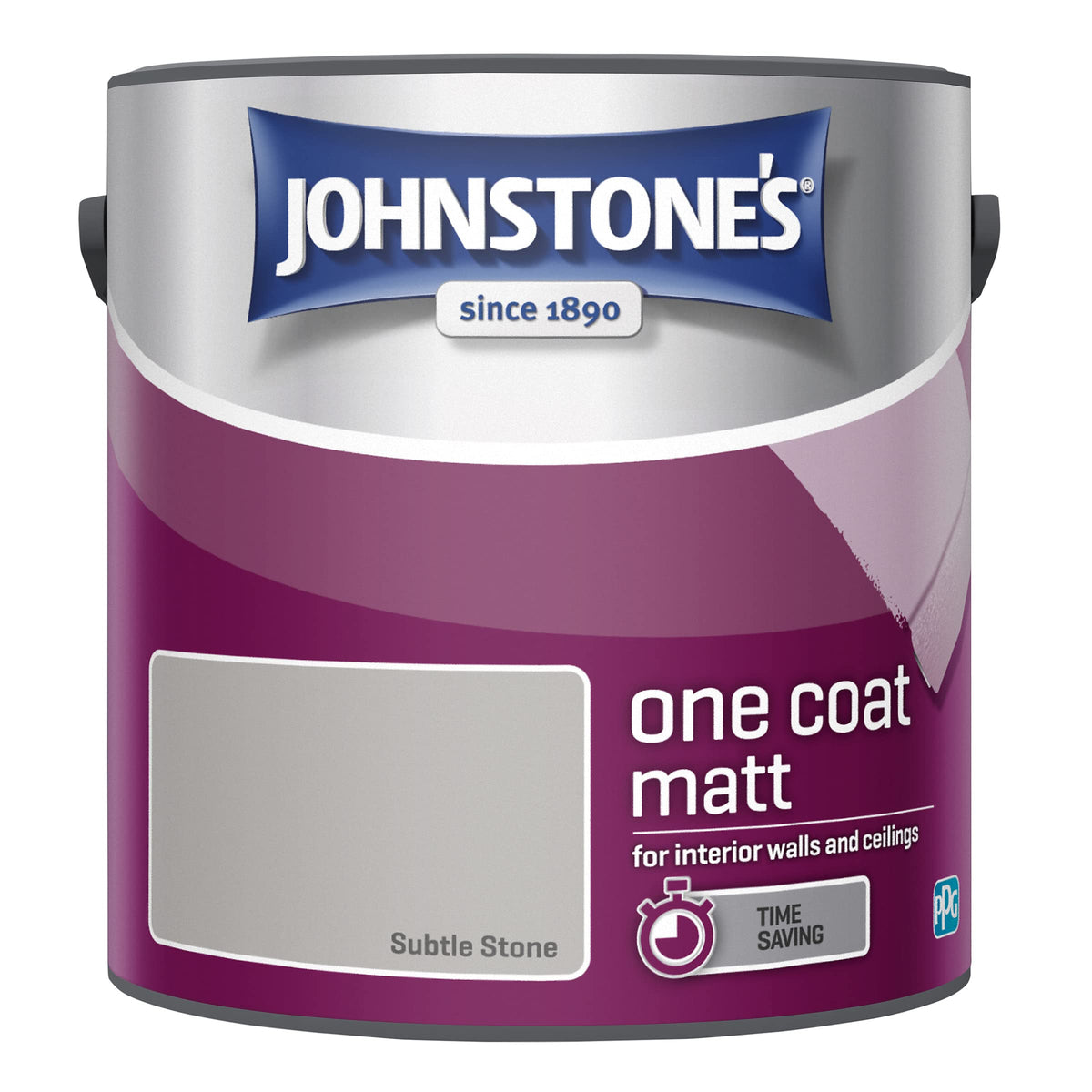 Johnstone's 423780 One Coat Matt Paint - Subtle Stone 2.5 L