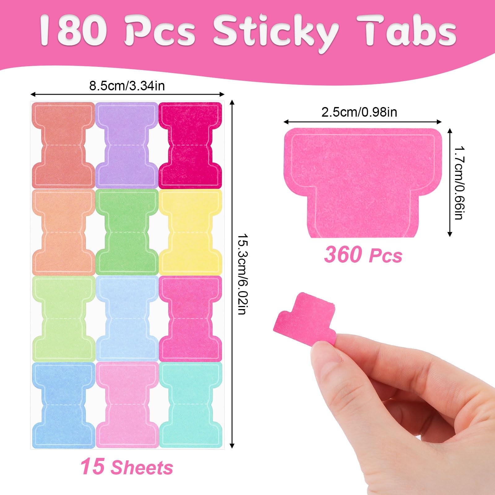 Hoiny Book Tabs, Sticky Tabs Page Markers, Double Sided Bible Tabs, Colorful Index Tabs, Annotation Tabs, Page Markers Tabs for Study Notes Cook Books Indexing Jobs