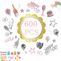 80th Birthday Decorative Confetti Probuk 20g Pink and Silver Birthday Decorative Confetti, Shiny Multi-Coloured Scatter Confetti for Table Decorations, Gift Bags, Invitations, Cake Stands