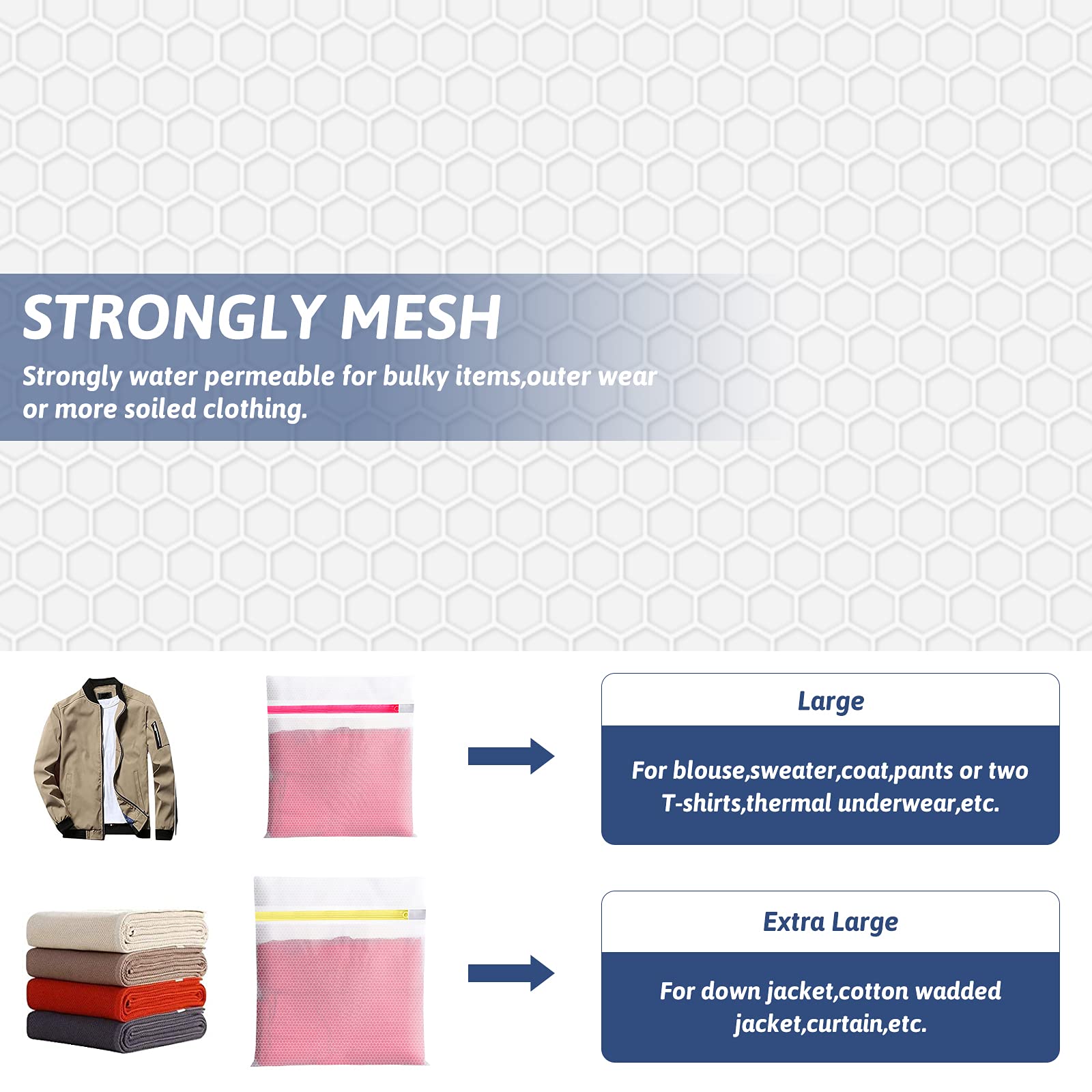 Mesh Laundry Bags for Washing Machine Laundry Bags with Zips Net Wash Bag for Travel Storage Organization, Mesh Bags for Delicates Blouse, Hosiery, T-shirt, Socks, Underwear, Bra, Baby Clothes (5 SET)