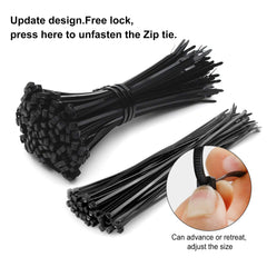 MEKEET Black Cable Ties 4 inch - 100mm x 2.5mm, Pack of 100, Small Nylon Zip Ties, Multi-Purpose Plastic Tie Wraps, Secure Self-Locking Mechanism, for Home, Garden, Office and DIY