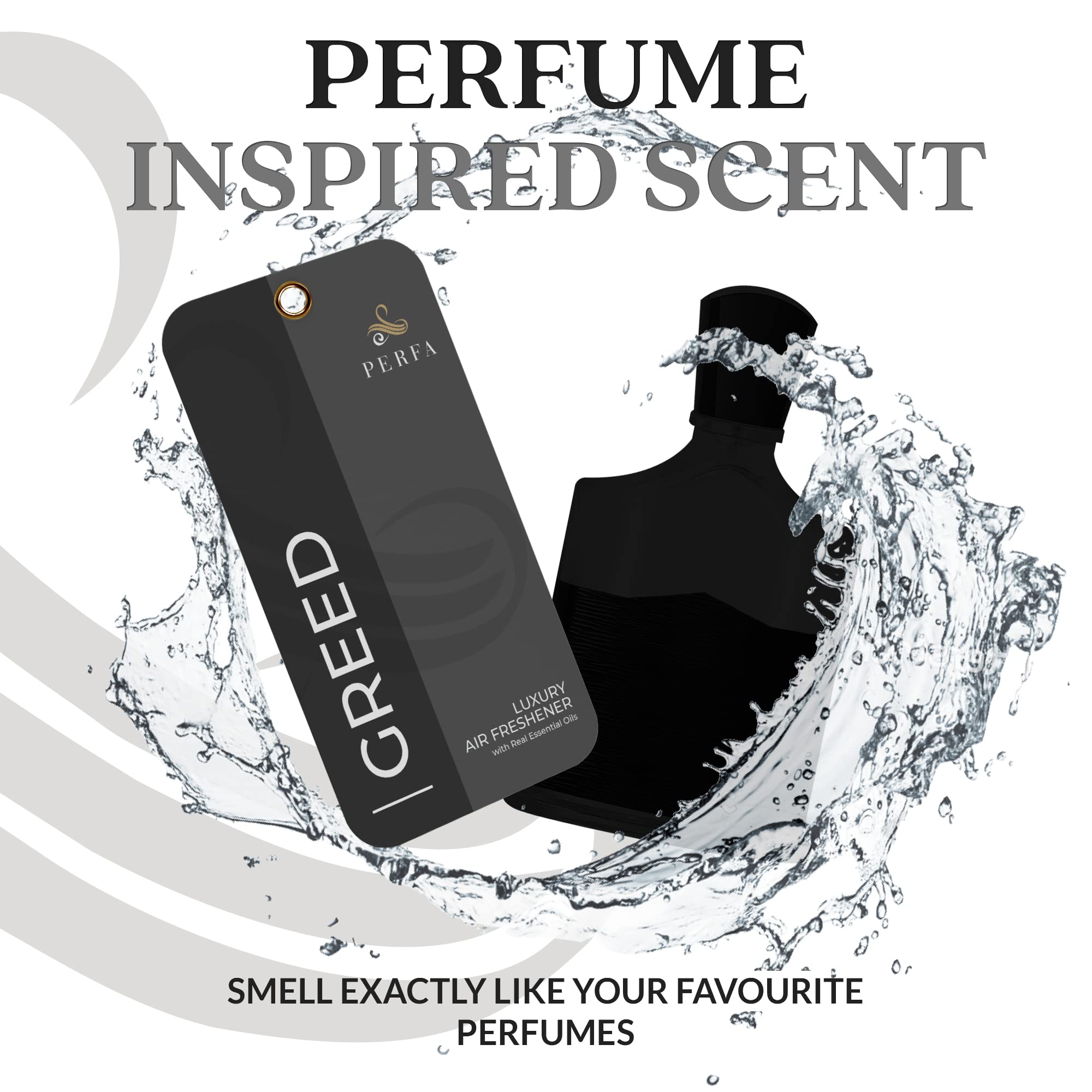 Greed Disposable Card Freshener for Men   Car Scents Air Freshener with Greed Fragrance   Strong Car Perfume Air Freshener with Odour Eliminating Technology   Greed by Perfa