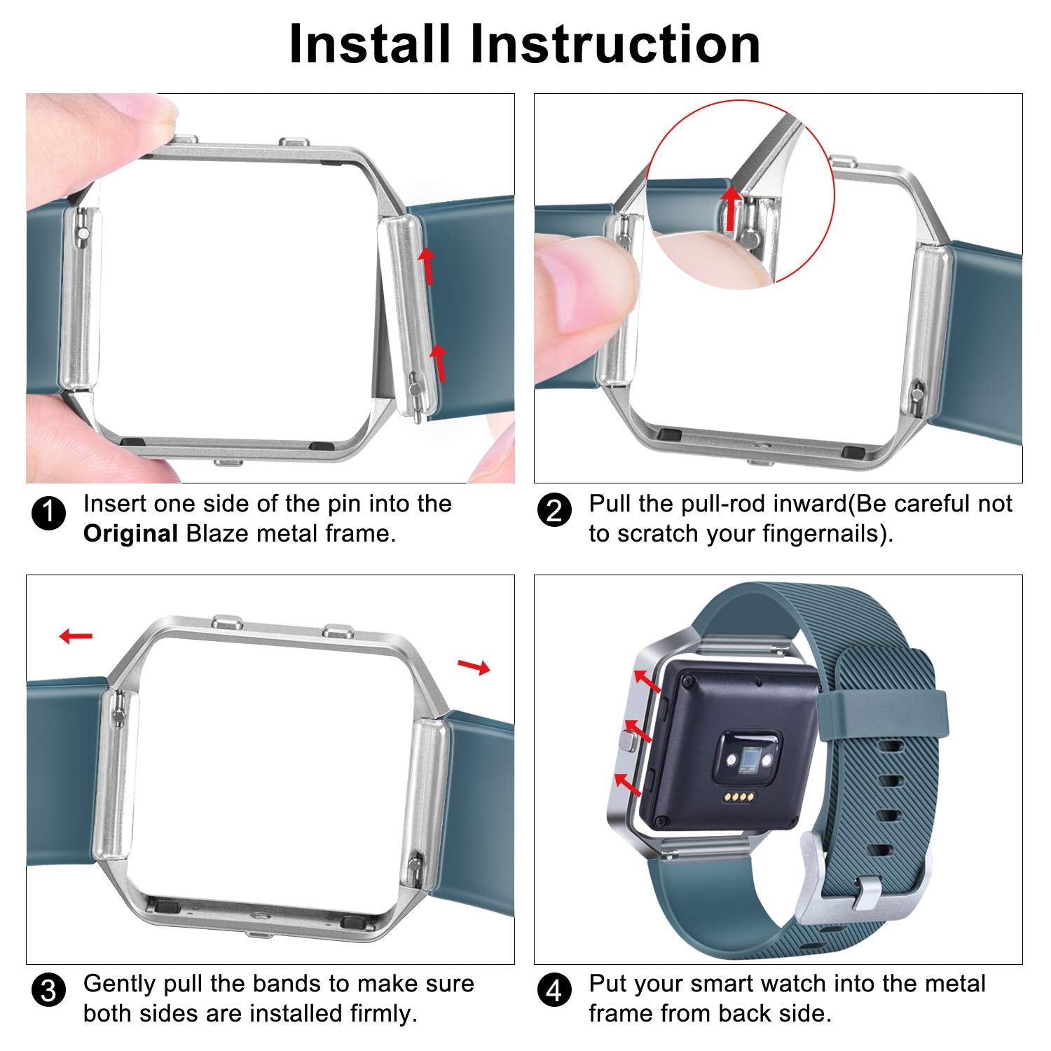 Vancle Replacement Strap compatible with Fitbit Blaze, Not Included Fitbit Blaze and Frame (Slate, L)