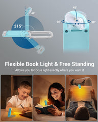 DEWENWILS Book Reading Light, Amber Clip On LED with 2 Adjustable Brightness for Eye Protection, Rechargeable USB, Christmas Gifts for Bookworms, Kids(Blue)