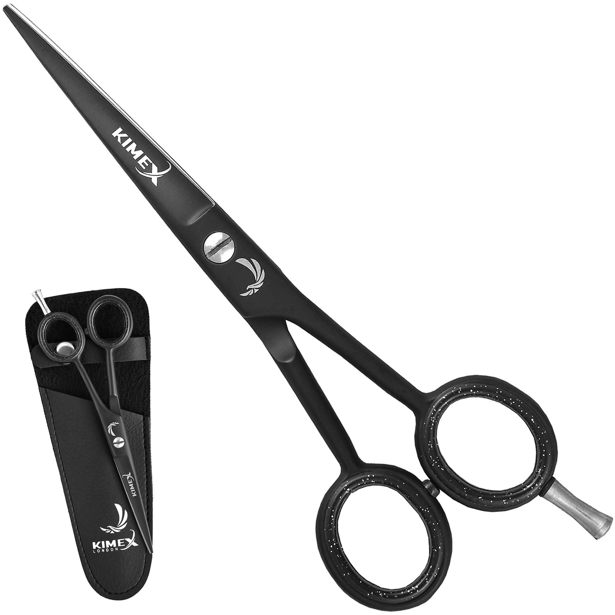 KIMEX LONDON Hairdressing Scissors Hair Scissors,6 Inch Hair Cutting Scissor, Premium Stainless Steel Razor with Sharp Edge Blade & Salon Scissors, for Men, Women, Barber, Kids, Adults, Pets (Black)