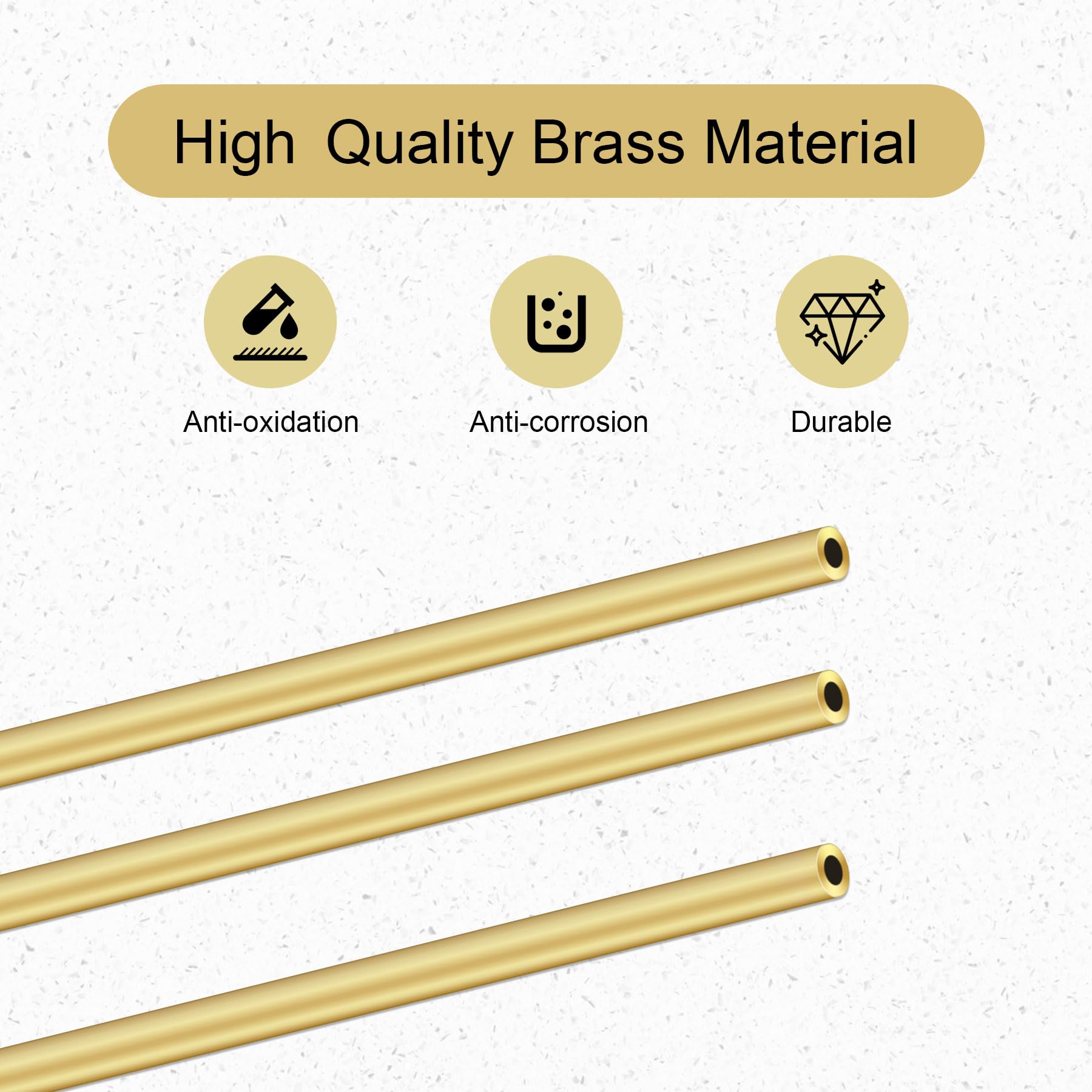 iMeistek Brass Round Tube, 300mm Length 4.5mm OD 1mm Wall Thickness Metal Seamless Straight Pipe Tubing for DIY Crafts (3Pcs)