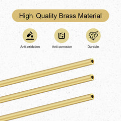 iMeistek Brass Round Tube, 300mm Length 4.5mm OD 1mm Wall Thickness Metal Seamless Straight Pipe Tubing for DIY Crafts (3Pcs)