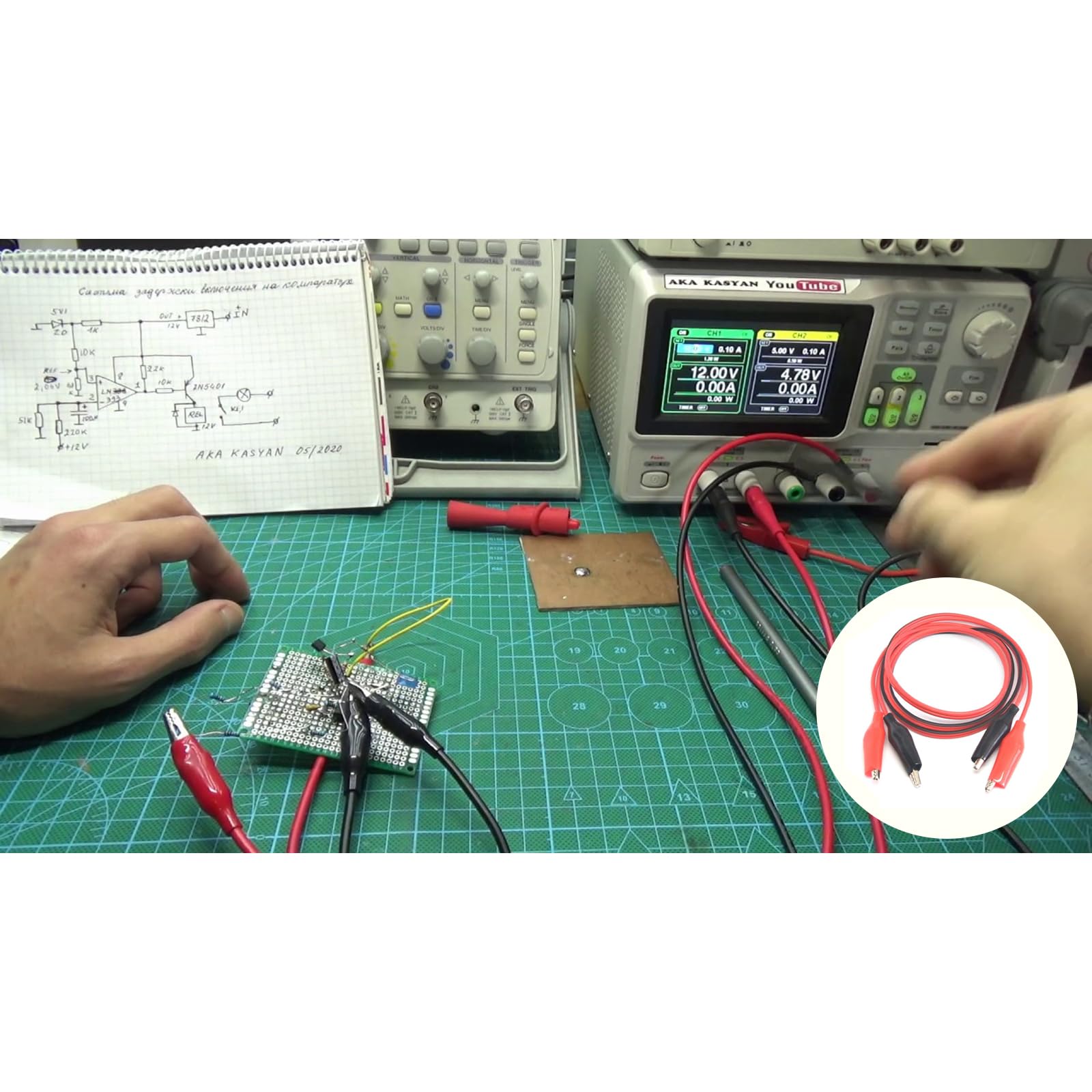 Crocodile Clips Electrical, 2 Pcs Test Leads with Alligator, Stamping Double Ended for Test Leads with Alligator Clips Circuit Connection, Experiment, Electrical Testing