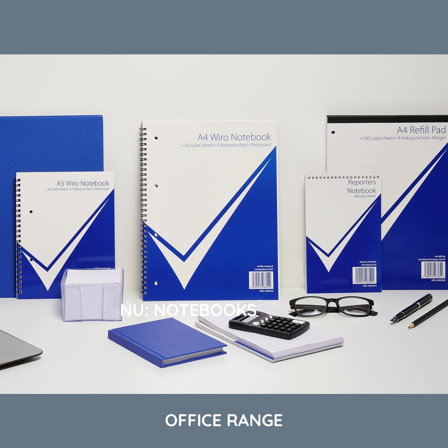 NU Notebooks - Office Range - Reporters Notebook - Wirebound Notebook - Stationery Notebooks - Writing Pad - 80 Pages (Pack of 5)