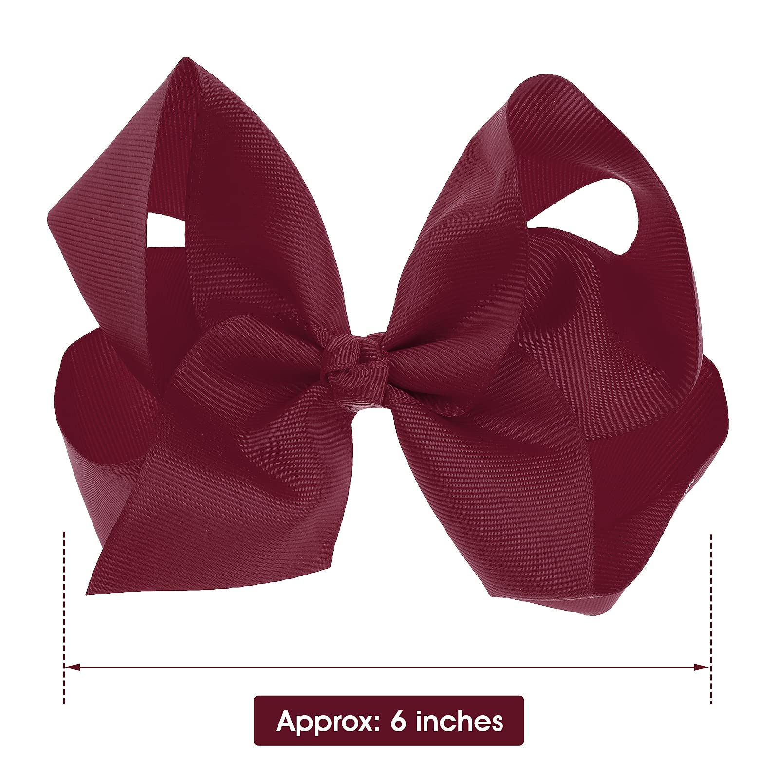 Sibba Ribbon Hair Bows Clips Barrettes 2 Pieces 6 Inch Vintage Big Ponytail Holder Cheerleading Hairpin Valentines Easter Day Decorative Hairbows Party Styling Accessories Headpiece (Dark Red)