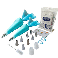 EXSTRY Reusable Piping Bags and Nozzles Set - 15 Pcs Baking Kit Including 8 Nozzles, 2 Couplers, Cleaning Brush, and Silicone Rings - Ideal for Cakes, Cupcakes, and Cookies