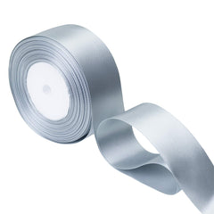 Trimming Shop Silver Ribbon Roll - 23mm x 25 Metres - Double Sided Satin Brightly Coloured - 100% Polyester - for Gift Wrapping, Decorating, Arts and Craft - Machine Washable
