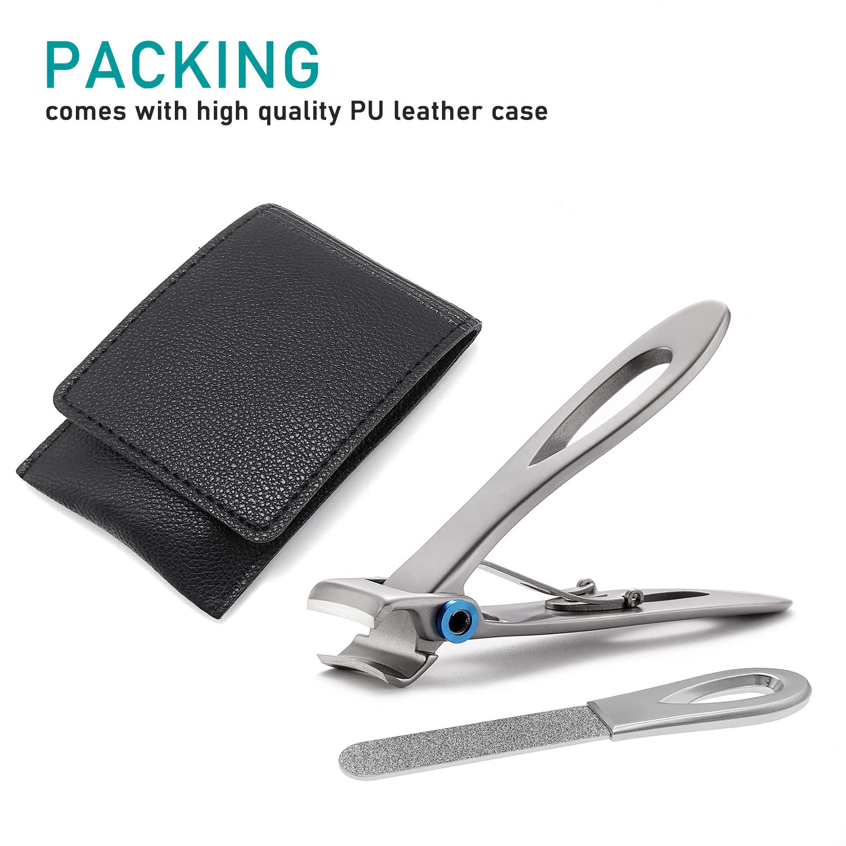 VOGARB Nail Clippers for Thick Nails Wide Jaw Opening Fingernail Toenail Cutter with Nail File Set for Ingrown Tough Nail Extra Large Trimmer for Men,Women,Adult,Seniors,Deluxe Sturdy (M2P007S)