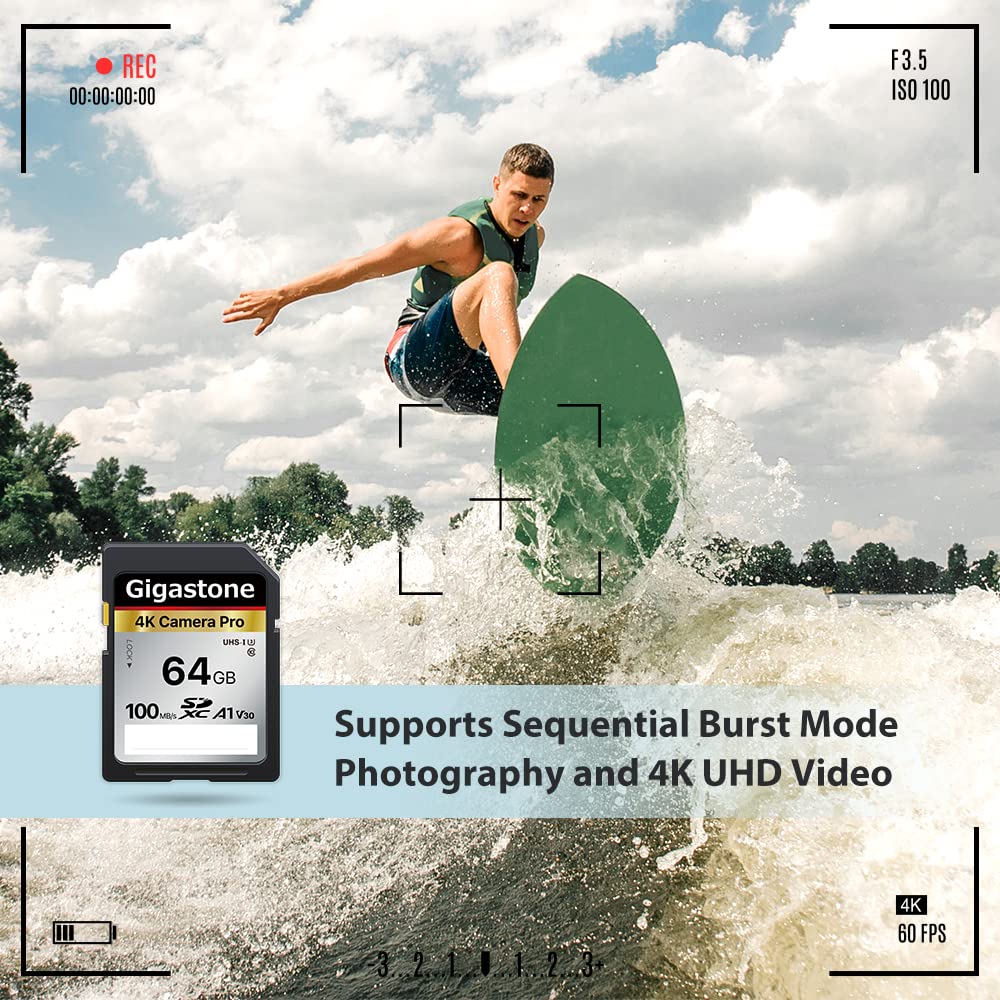 Gigastone SD Card 64GB 2-Pack, High-Speed 64GB SD Card Full HD Video Memory Card, Compatible with Canon Nikon Sony Pentax Kodak Olympus Panasonic Digital Camera, UHS-I SDXC V10 U1 Class 10 (64gb)