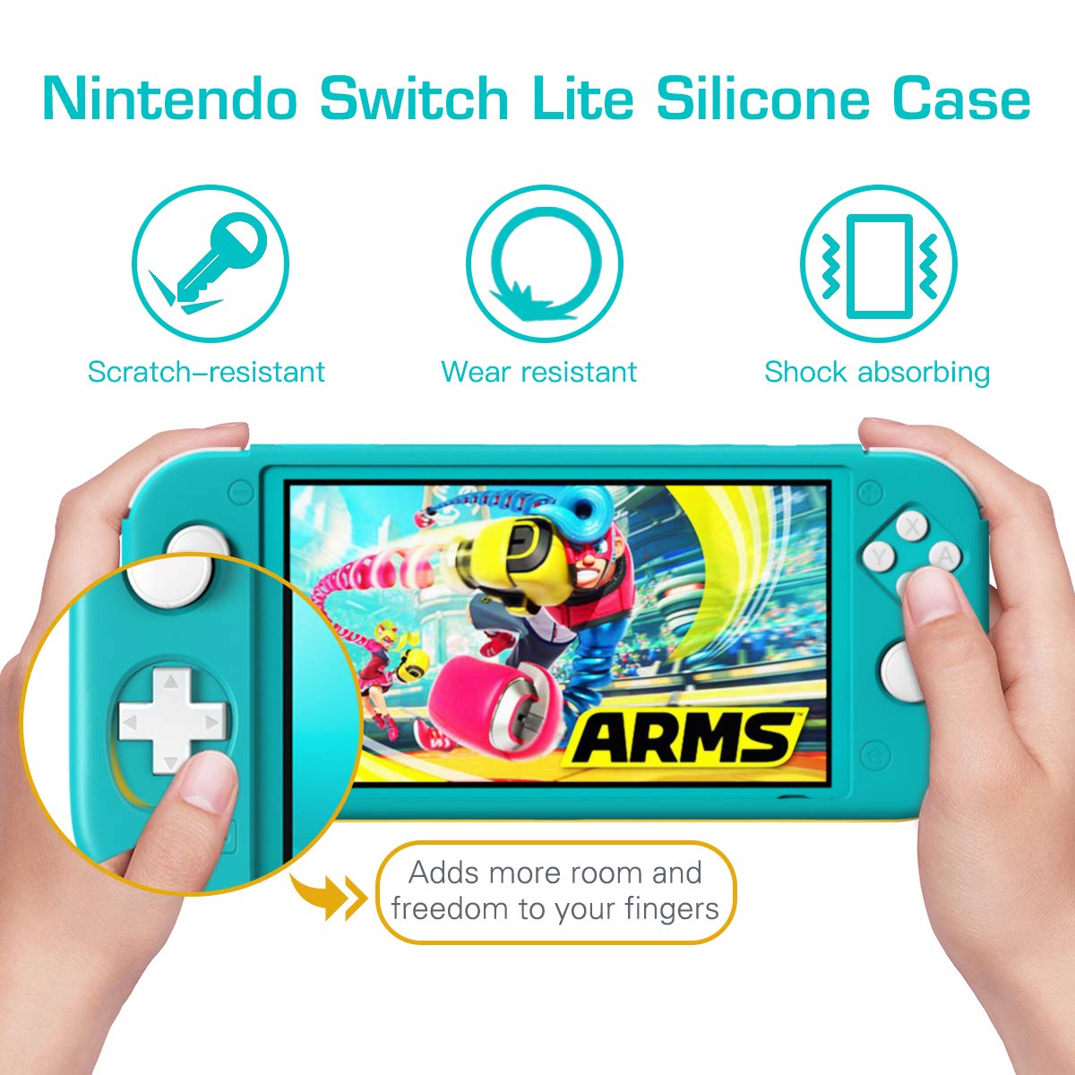 MoKo Protective Case Compatible with Nintendo Switch Lite, Soft Silicone Cover Rubber Anti-Scratch Shockproof Shell Case Accessories for Switch Lite Console and Controller - Turquoise