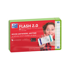 Flash Cards by Oxford, Ruled with Green Frame, Pack of 80 Cards, 7.5x12.5cm Size, 400133884