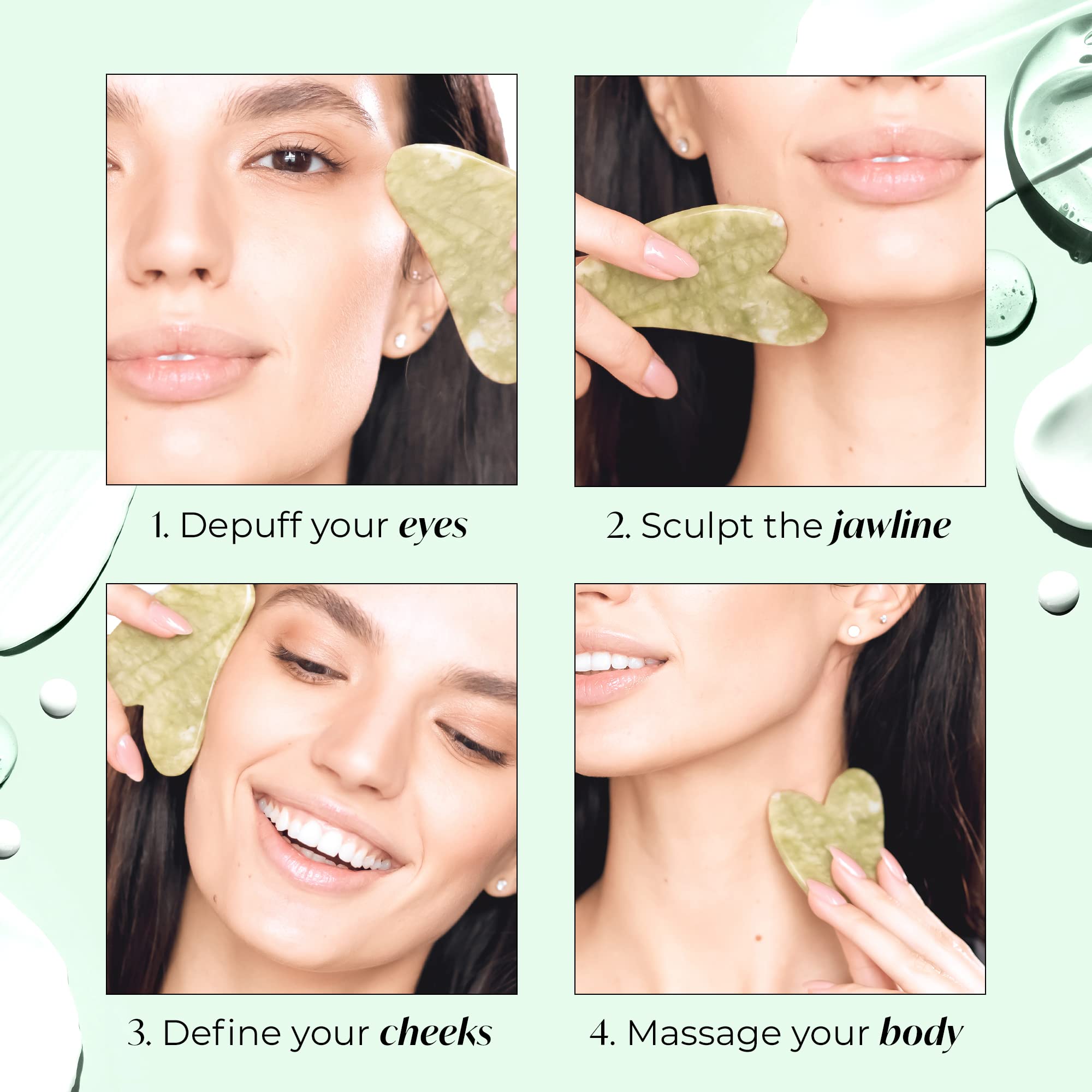 Plantifique Gua Sha Jade Tool for Face - Gua Sha Stone - Jade Stone GuaSha - Face Massager for Women & Men for Your Skincare Routine - Anti Aging Massage Tool - Facial Skin Care Products