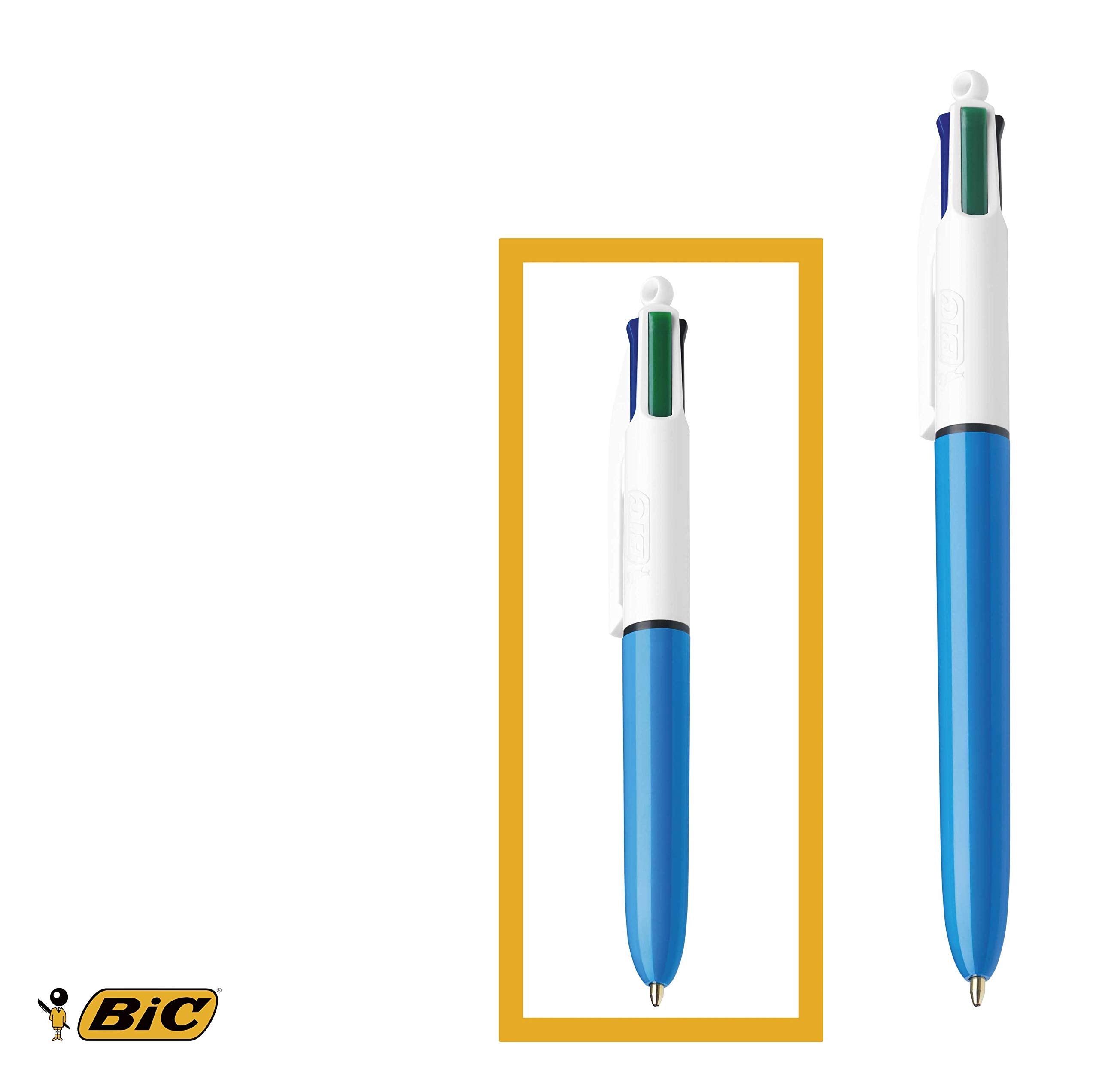 BIC 4 Colours Family Pen Pack of Retractable Ballpoint Pens with Four Ink Colours, Set of 4 (2 Mini, 2 Original)